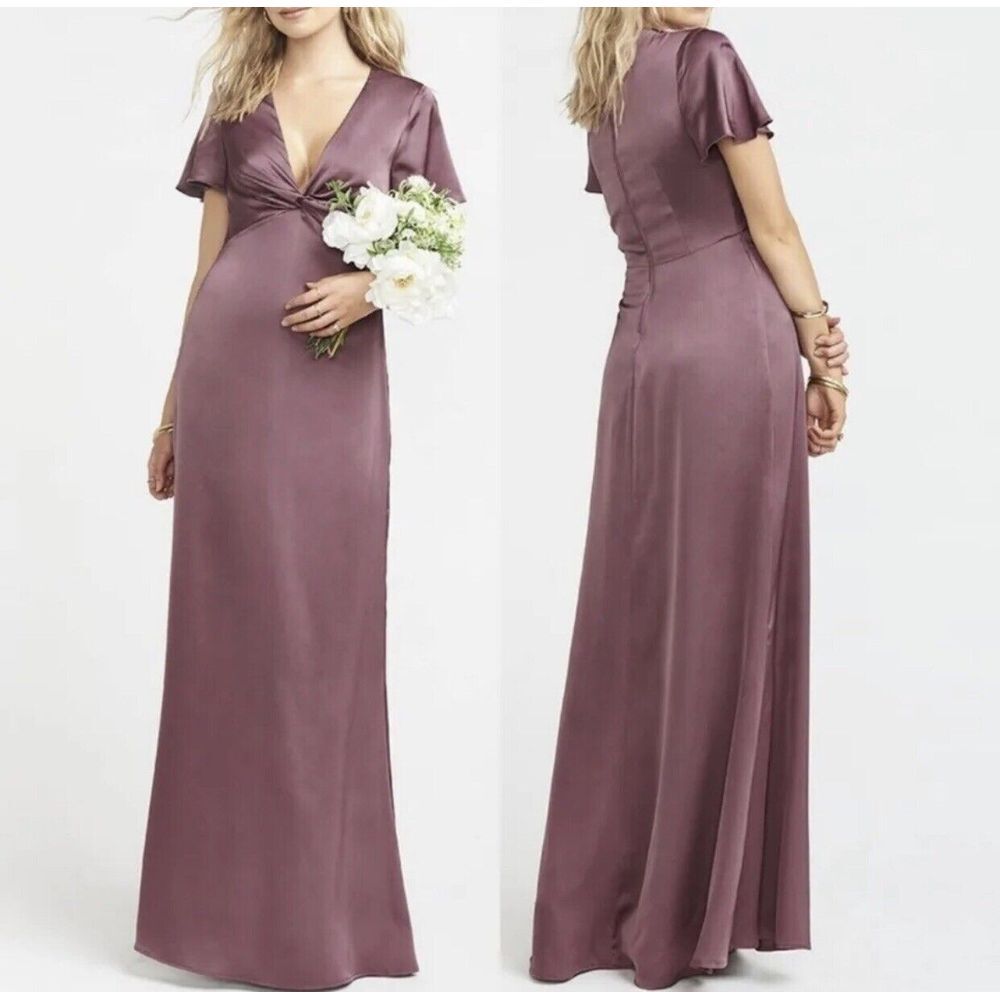 Show Me Your Mumu Dress S Dusty Plum Luxe Twist Rome Gown Satin Bridal Party NEW